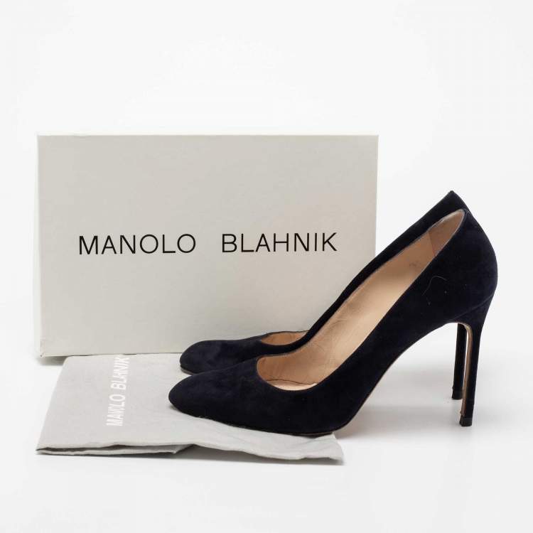 Pre Owned Manolo Blahnik Dark Blue Suede BB Pumps Size 40.5