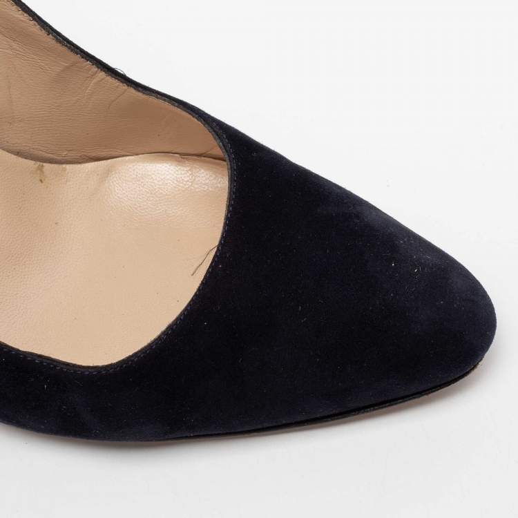 Pre Owned Manolo Blahnik Dark Blue Suede BB Pumps Size 40.5