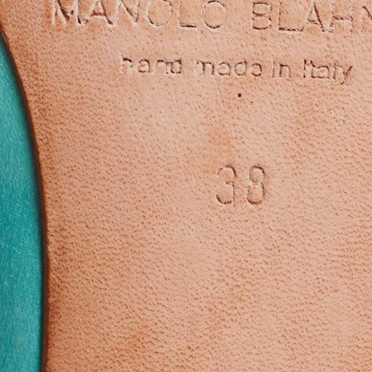 Pre Owned Manolo Blahnik Light Blue Satin Hangisi Flats Size 38