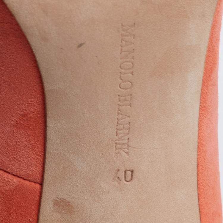 Pre Owned Manolo Blahnik Orange Suede BB  Pumps Size 40