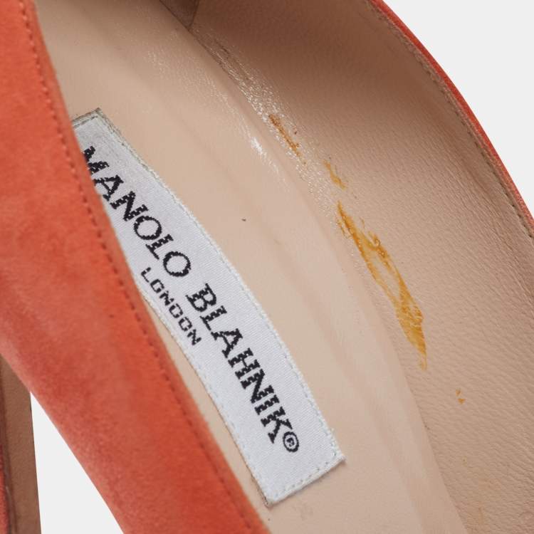 Pre Owned Manolo Blahnik Orange Suede BB  Pumps Size 40