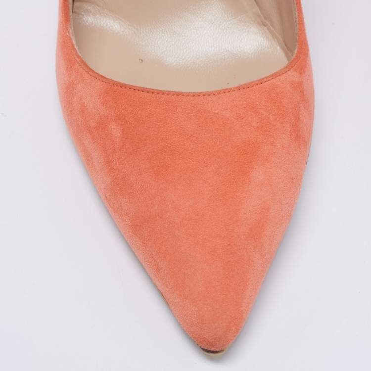 Pre Owned Manolo Blahnik Orange Suede BB  Pumps Size 40
