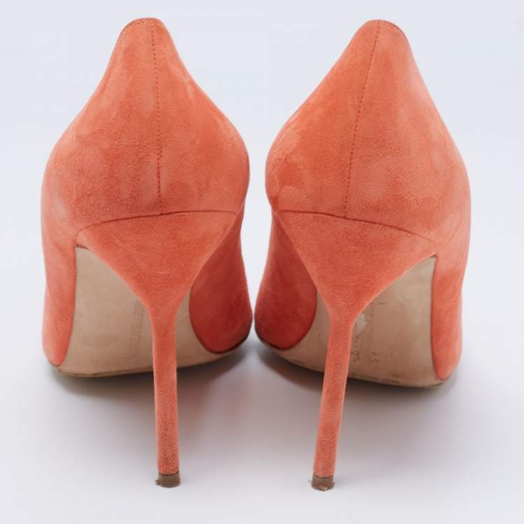 Pre Owned Manolo Blahnik Orange Suede BB  Pumps Size 40