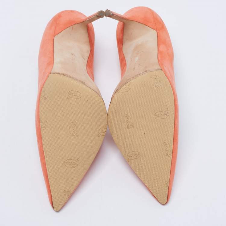 Pre Owned Manolo Blahnik Orange Suede BB  Pumps Size 40