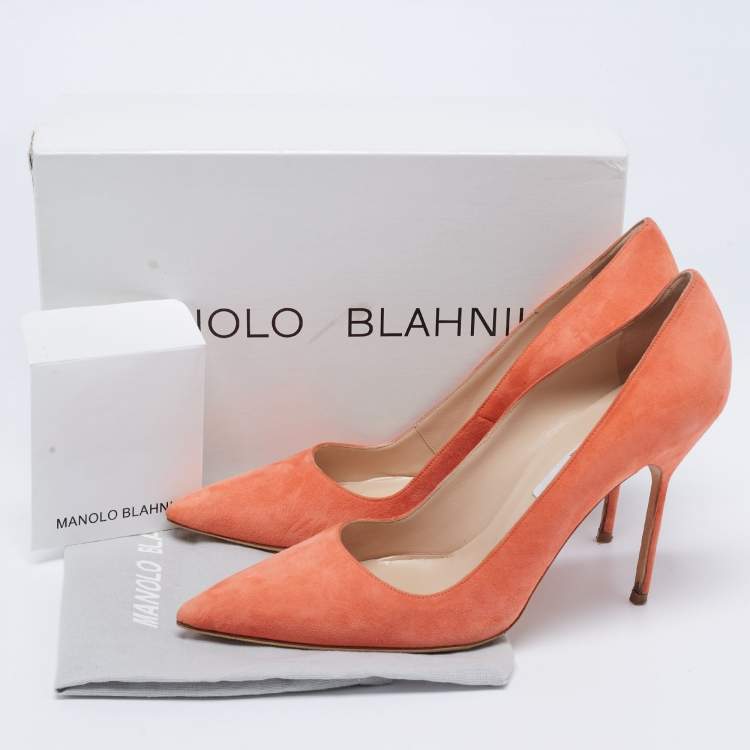 Pre Owned Manolo Blahnik Orange Suede BB  Pumps Size 40