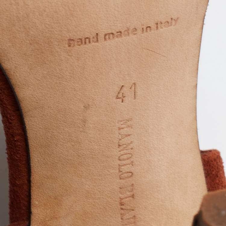 Pre Owned Manolo Blahnik Brown Braided Suede Open-Toe Sandals Size 41