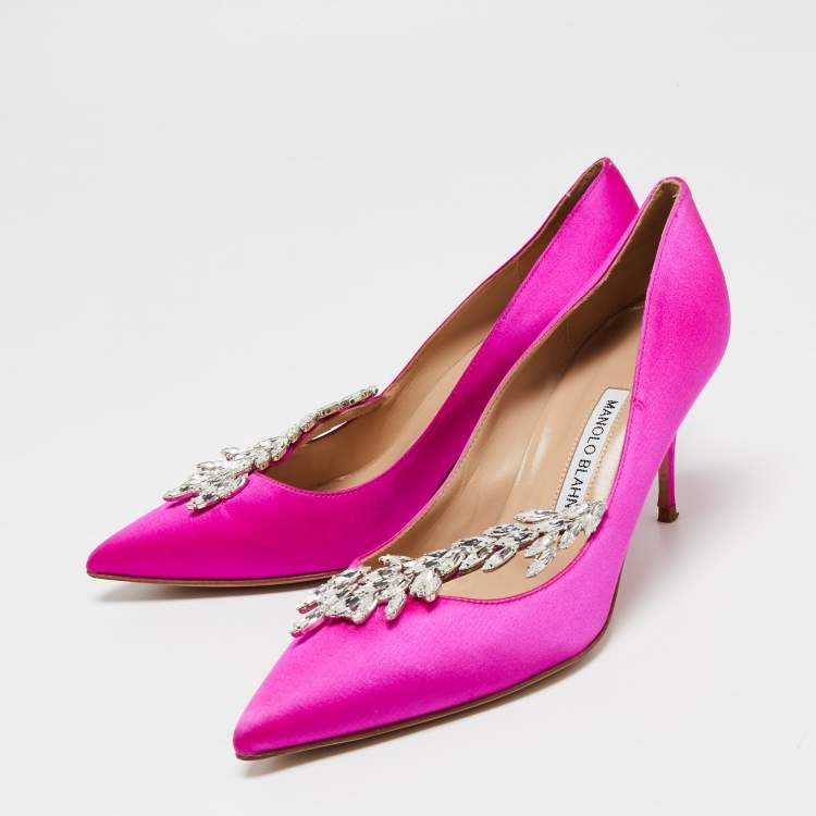 Manolo Blahnik Pink Patent Leather BB Pointed Toe Pumps Size 37.5 Manolo  Blahnik