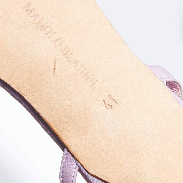 Pre Owned Manolo Blahnik Lilac Leather Tigrata Slingback Sandals Size 41