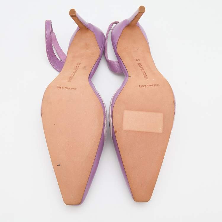 Pre Owned Manolo Blahnik Light Purple Leather Slingback Pumps Size 41