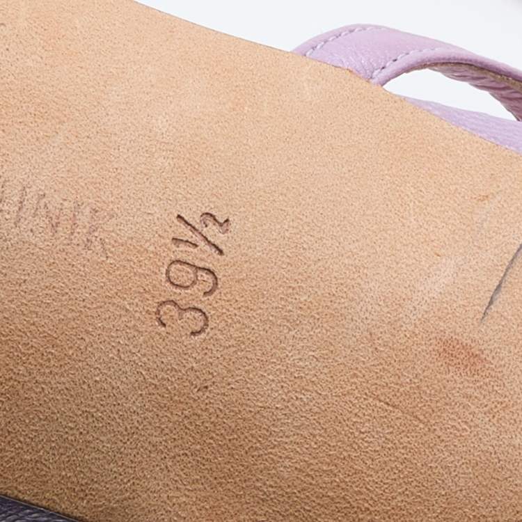 Pre Owned Manolo Blahnik Lilac Leather and Suede T Strap Sandals Size 39.5