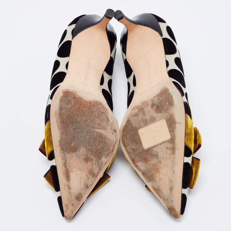 Pre Owned Manolo Blahnik Tricolor Polka Dot Velvet Gorina Pumps Size 36