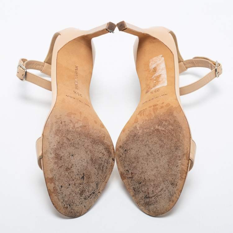 Pre Owned Manolo Blahnik  Beige Leather Chaos Sandals Size 35.5