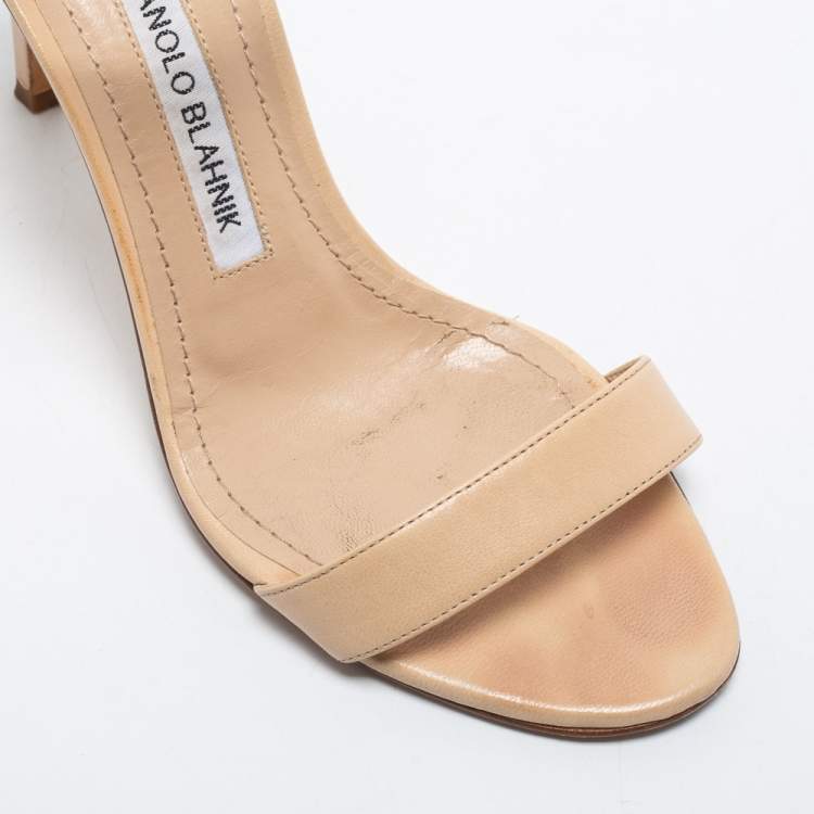 Pre Owned Manolo Blahnik  Beige Leather Chaos Sandals Size 35.5