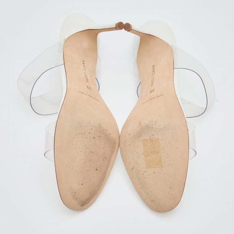 Pre Owned Manolo Blahnik Transparent PVC Scolto Strap Slide Sandals Size 39