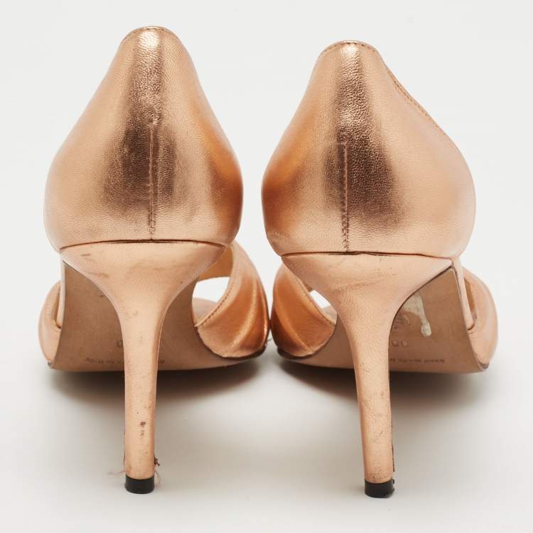 Pre Owned Manolo Blahnik Metallic Leather Sedaraby Pumps Size 38