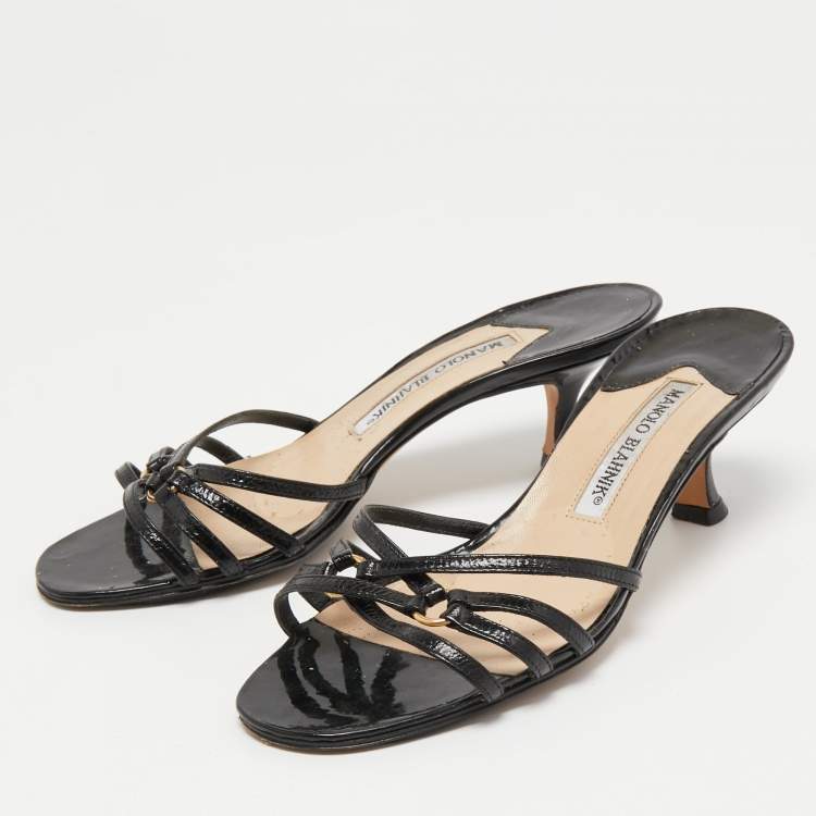 Manolo blahnik best sale black strappy heels