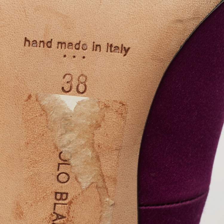 Pre Owned Manolo Blahnik Purple Satin Hangisi Pumps Size 38
