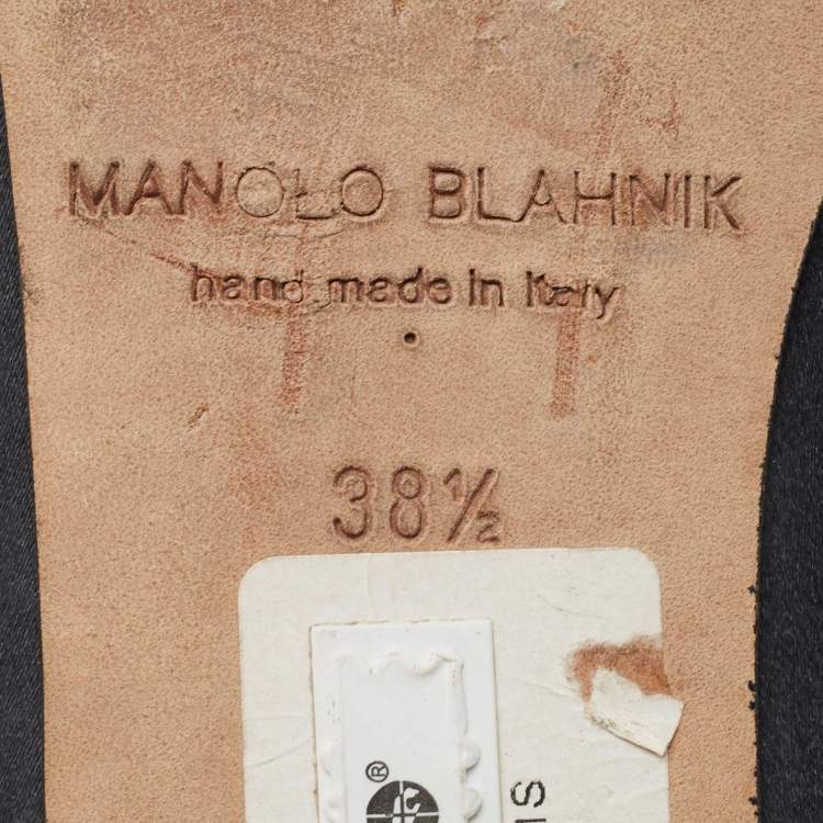 Pre Owned Manolo Blahnik Grey Satin Hangisi Ballet Flats Size 38.5