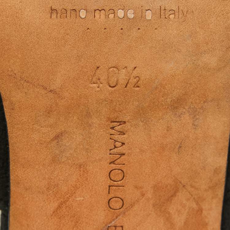 Pre Owned Manolo Blahnik Black Suede Maysale Mules Size 40.5