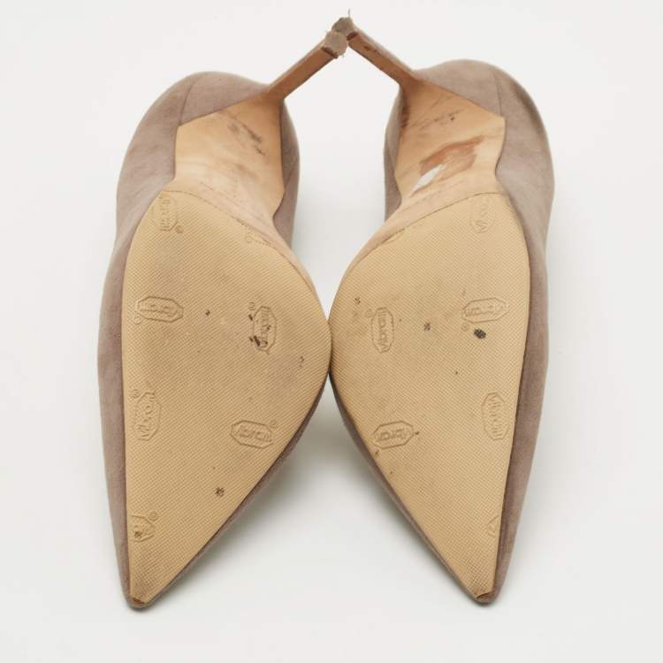 Pre Owned Manolo Blahnik Grey Suede BB Pointed Toe Pumps Size 39.5