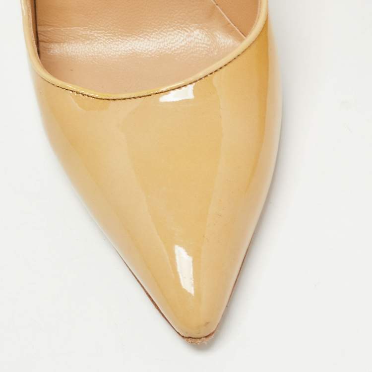 Pre Owned Manolo Blahnik Yellow Patent Leather BB Pumps Size 37