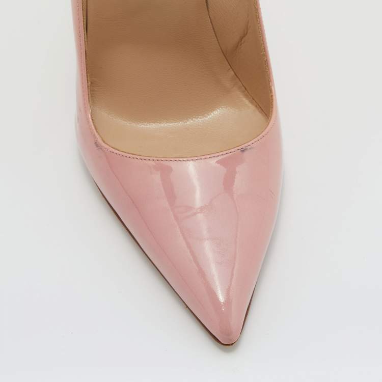 Pre Owned Manolo Blahnik Pink Patent Leather BB Pointed Toe Pumps Size 37.5