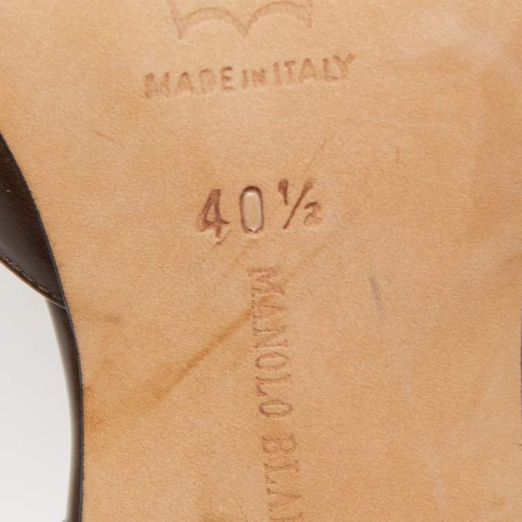 Pre Owned Manolo Blahnik Brown Leather Carolyne Pointed Toe Slingback Sandals Size 40.5