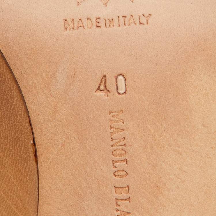 Pre Owned Manolo Blahnik Beige Leather and Tweed Slingback Sandals Size 40