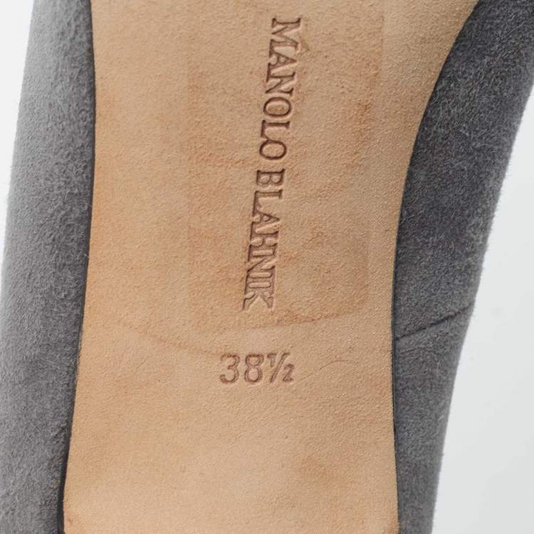 Pre Owned Manolo Blahnik Grey Suede BB Pointed Toe Pumps Size 38.5