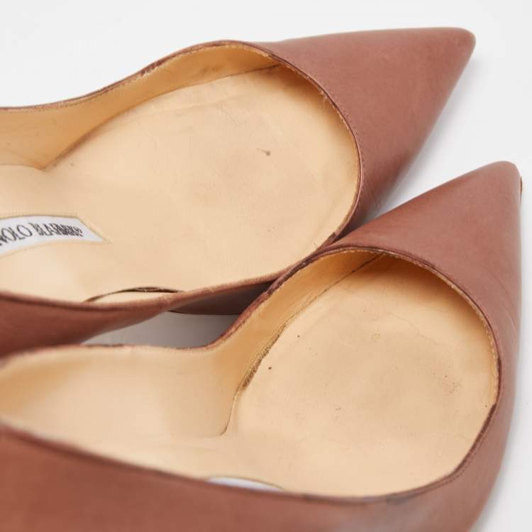 Pre Owned Manolo Blahnik Brown Leather BB Pumps Size 35