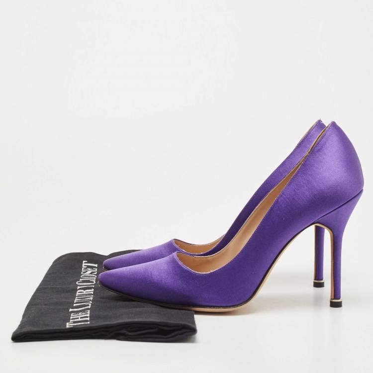 مملوكة مسبقًا Vetements x Manolo Blahnik Purple Satin Pumps Size 38.5