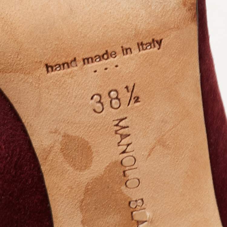 Pre Owned Manolo Blahnik Burgundy Suede Stresty Pumps Size 38.5