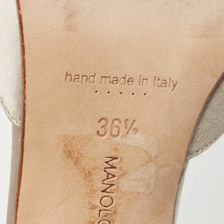 Pre Owned Manolo Blahnik Grey Satin Hangisi D'orsay Pumps Size 36.5