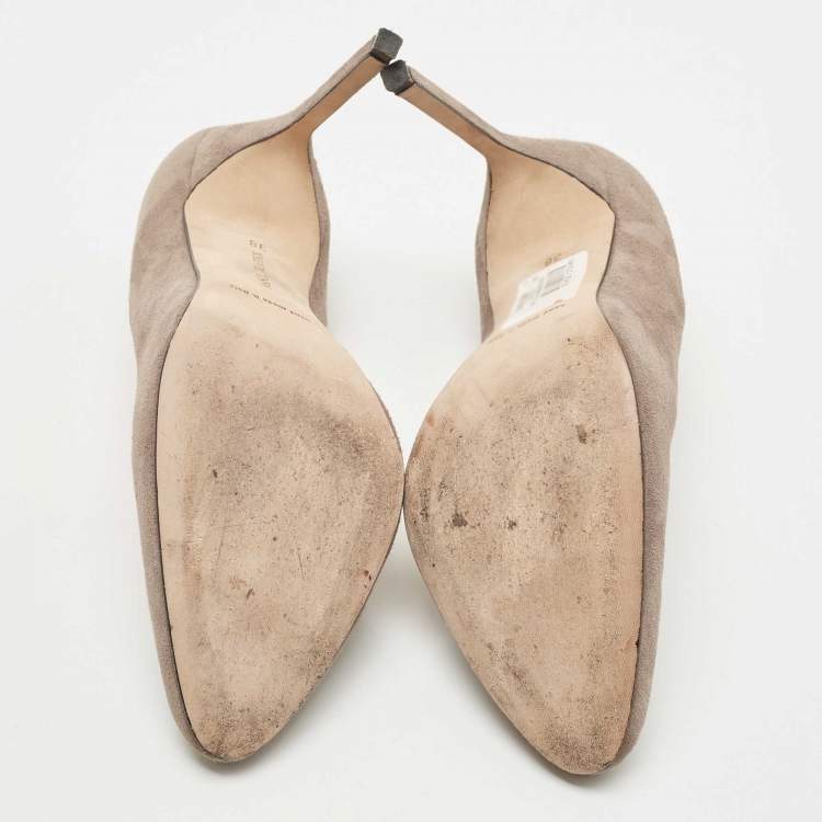 Pre Owned Manolo Blahnik Grey Suede BB Round Toe Pumps Size 38
