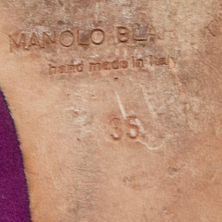 Pre Owned Manolo Blahnik Purple Satin Hangisi Ballet Flats Size 35