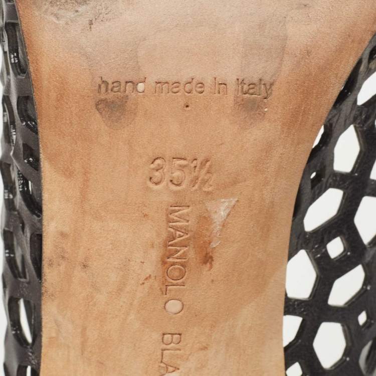 Pre Owned Manolo Blahnik Black Laser Cut Leather BB Laserato Pumps Size  35.5