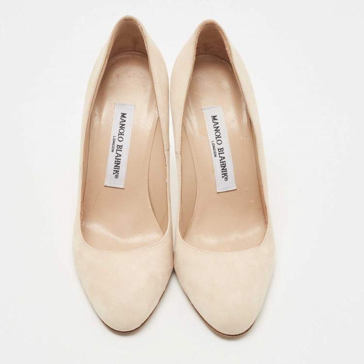 Pre Owned Manolo Blahnik Beige Suede BB Round Toe Pumps Size 36