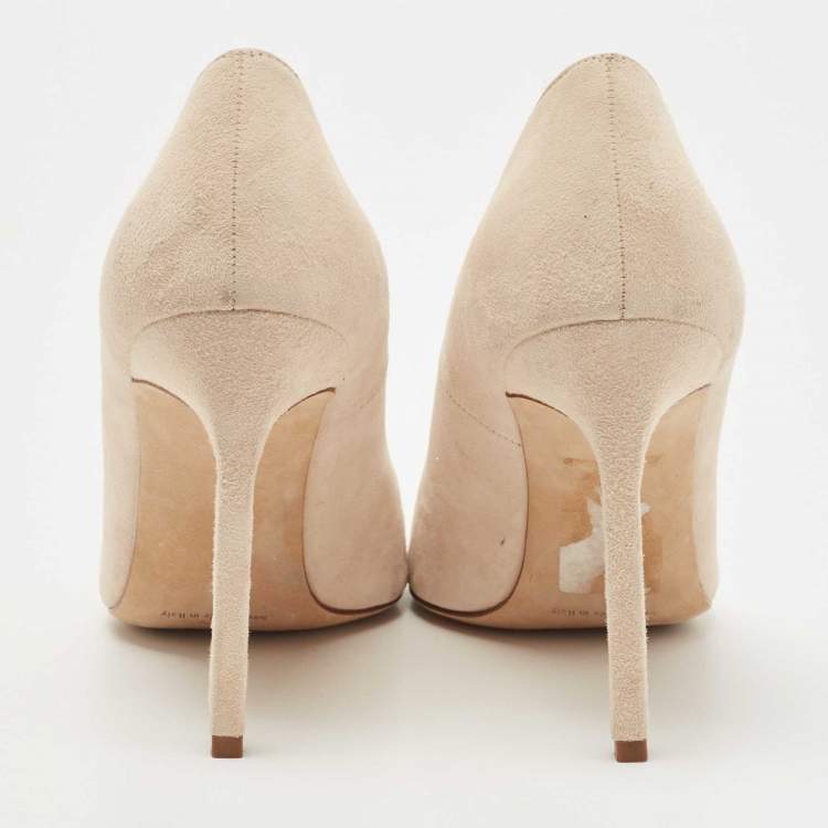 Pre Owned Manolo Blahnik Beige Suede BB Round Toe Pumps Size 36
