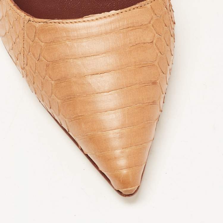 Pre Owned Manolo Blahnik Brown Python Leather BB Pointed Toe Pumps Size 36