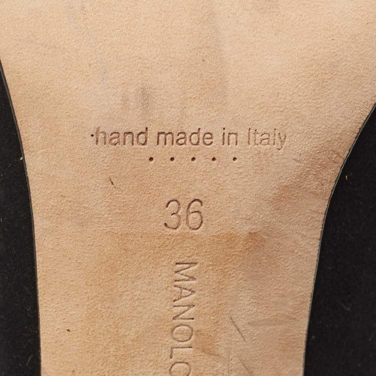 Pre Owned Manolo Blahnik Black Suede Round Toe Pumps Size 36
