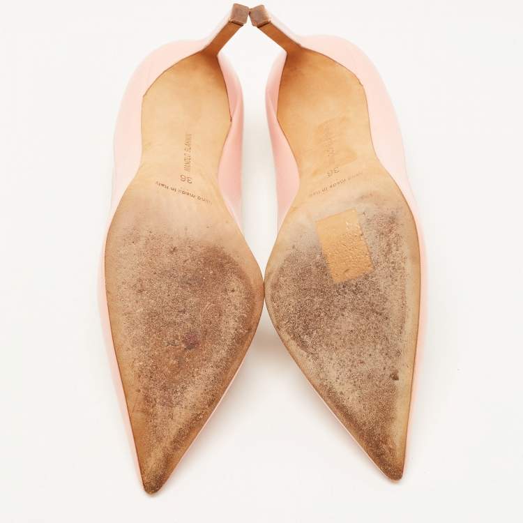 مملوكة مسبقًا Manolo Blahnik Pink/Gold Patent and Leather BB Pumps Size 36