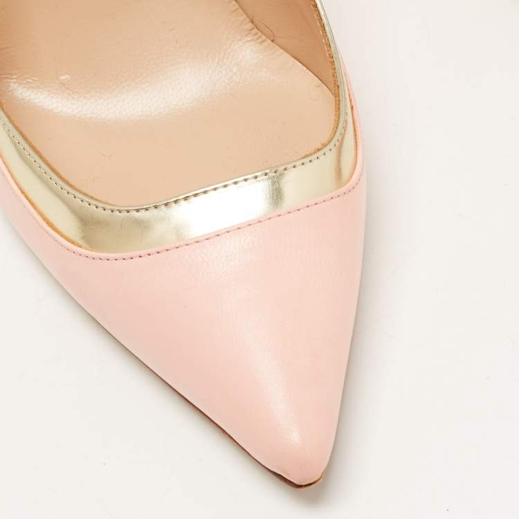 مملوكة مسبقًا Manolo Blahnik Pink/Gold Patent and Leather BB Pumps Size 36