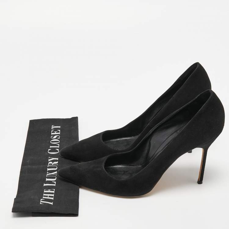 Pre Owned Manolo Blahnik Black Suede BB Pointed Toe Pumps Size 42