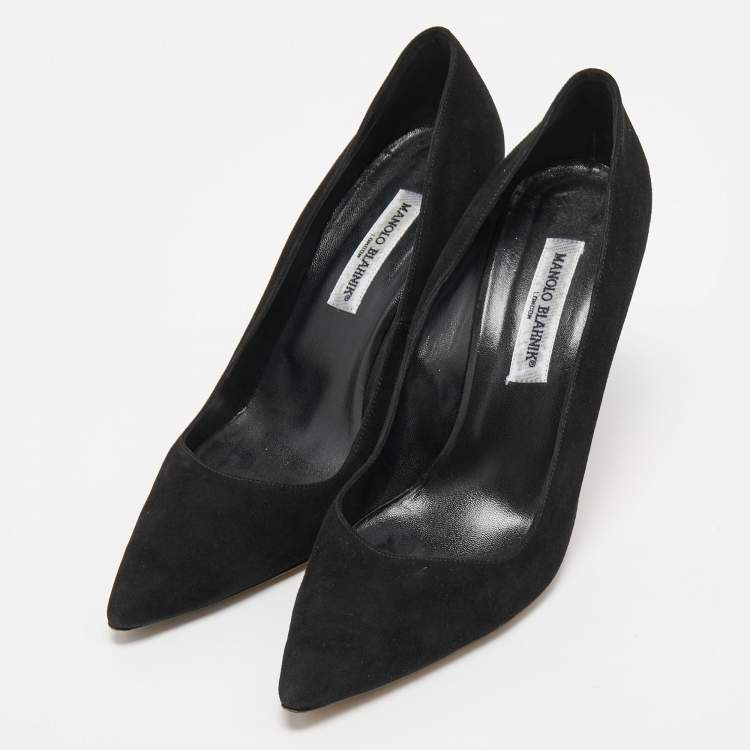Pre Owned Manolo Blahnik Black Suede BB Pointed Toe Pumps Size 42