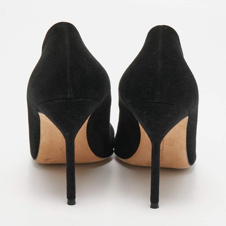 Pre Owned Manolo Blahnik Black Suede BB Pointed Toe Pumps Size 42