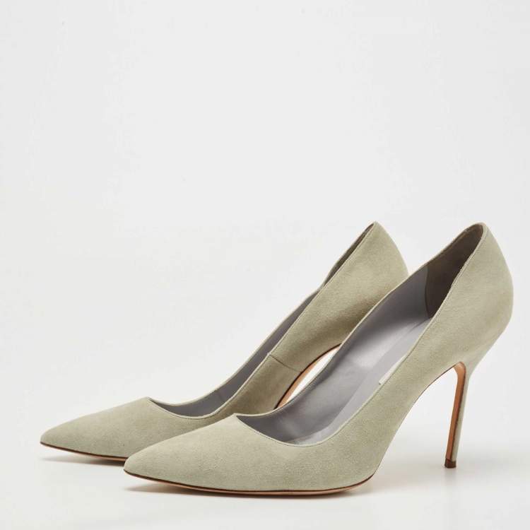 Pre Owned Manolo Blahnik Grey Suede BB Pointed Toe Pumps Size 42
