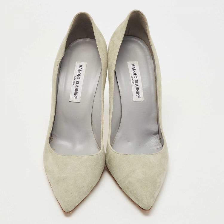 Pre Owned Manolo Blahnik Grey Suede BB Pointed Toe Pumps Size 42