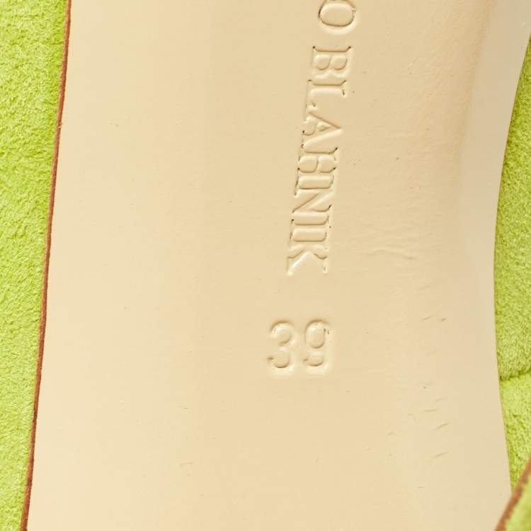 Pre Owned Manolo Blahnik Green Suede BB Pointed Toe Pumps Size 39
