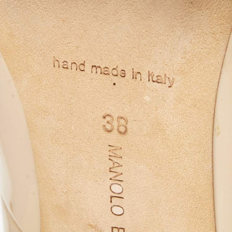 Pre Owned Manolo Blahnik Beige Patent Leather BB Pumps Size 38