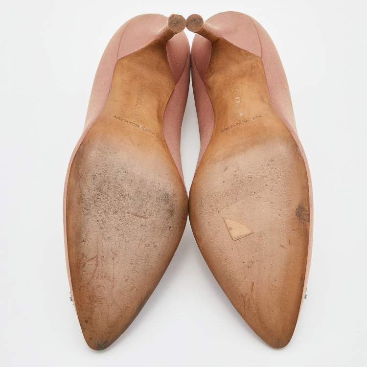 Pre Owned Manolo Blahnik Old Rose Satin Hangisi Pumps Size 38